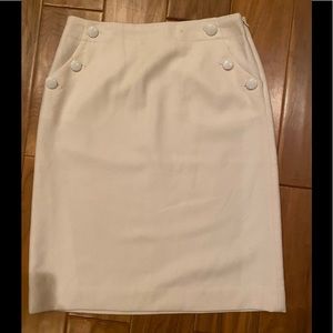 Wool J Crew Knee Length Cream Skirt